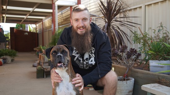 man with his dog